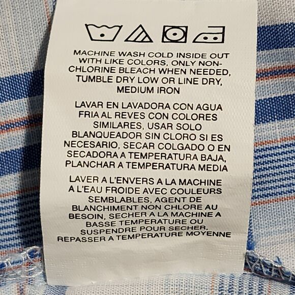 Wrangler Western Shirt Pearl Snaps Plaid Short Sleeve Blue Cotton-Blend Men's XL - Picture 8 of 8